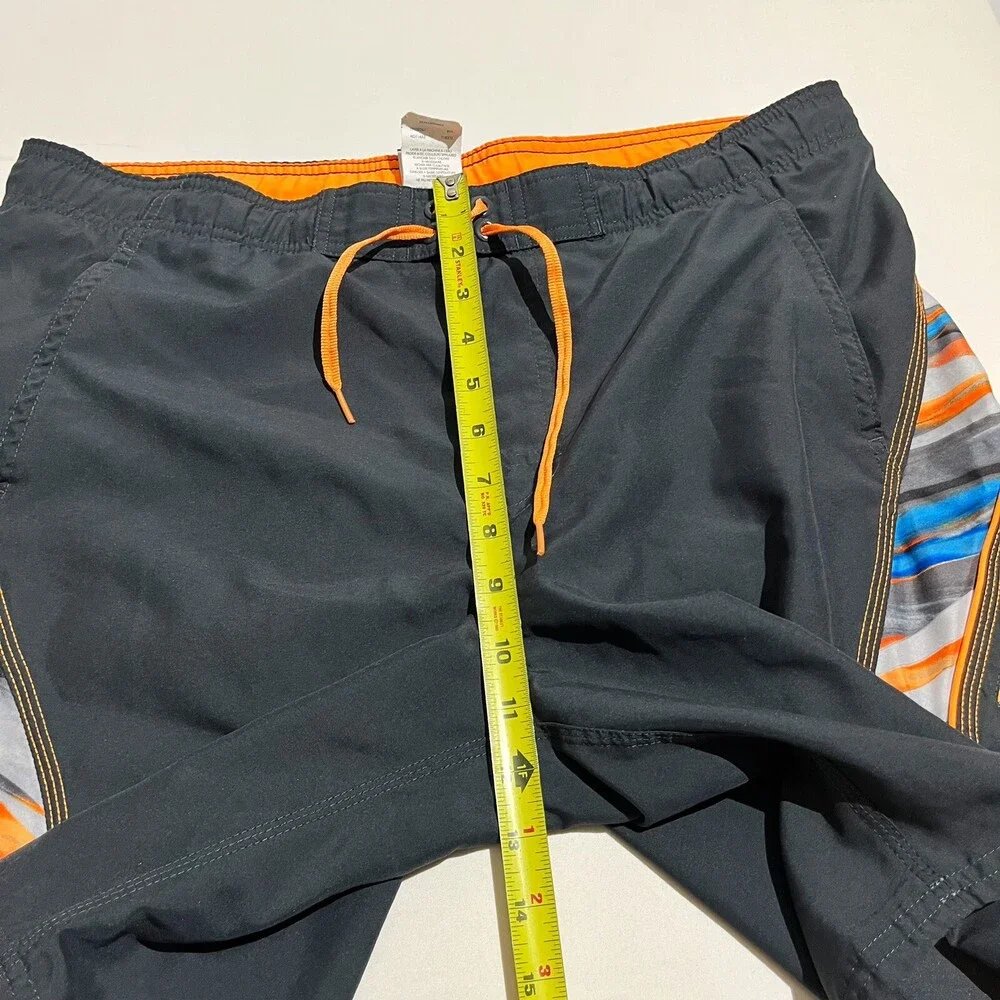 Nike Mens Board Swim Trunks Pockets Lined Shorts Athletic Black Orange M